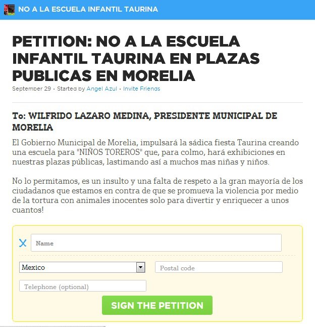 antitaurina causa recabar firmas