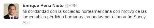 Enrique Peña Nieto manifestó su solidaridad por las víctimas.