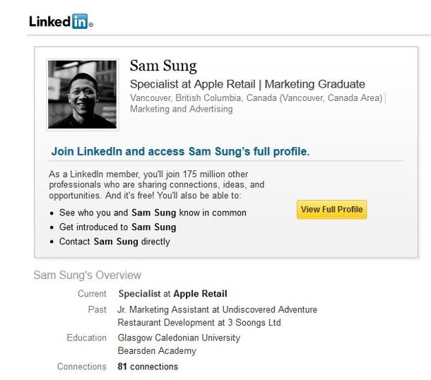 Apple tiene un empleado de nombre Sam Sung Apple tiene un empleado de nombre Sam Sung