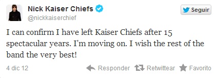 Nick Hodgson deja los Kaiser Chiefs