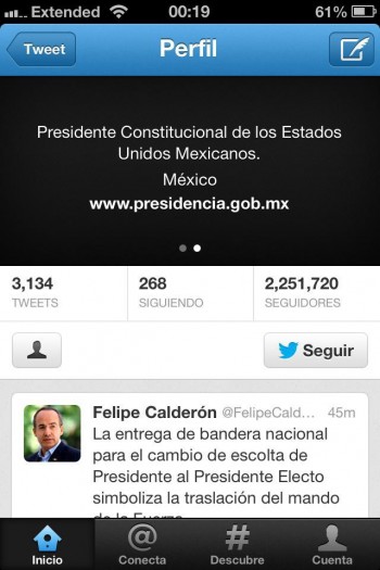 felipe calderon tuiter presidente 1 dicembre