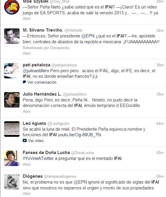 Peña nieto IFAI reacciones tuiter