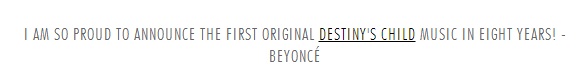 Beyoncé anuncia regreso con Destiny´s Child