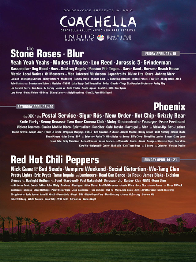 Coachella 2013: Blur, Stone Roses, Sigur Rós, RHCP, Café Tacvba y más!