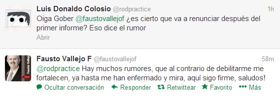 Responde Fausto Vallejo a tuiteros esta noche