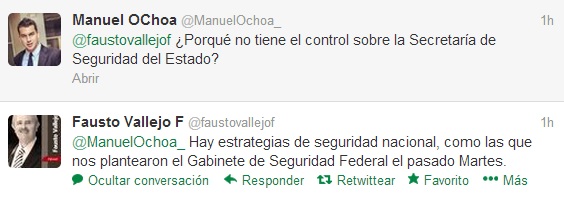 Responde Fausto Vallejo a tuiteros esta noche