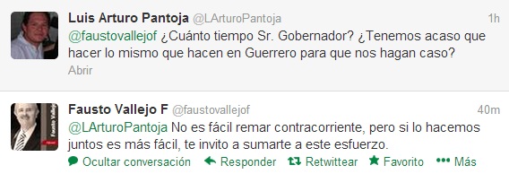Responde Fausto Vallejo a tuiteros esta noche