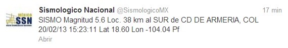 Se registra sismo en Colima; se resiente en México y Michoacán