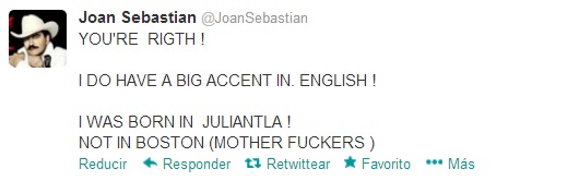Así responde Joan Sebastian ante críticas de su canto en inglés: mother fuckers