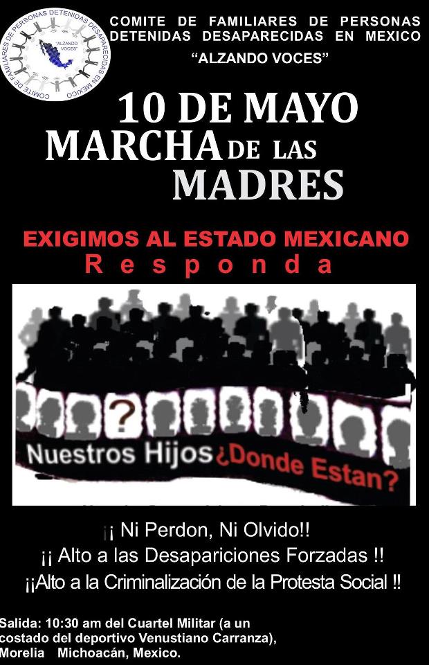 Marchan madres este 10 de mayo por hijos desaparecidos