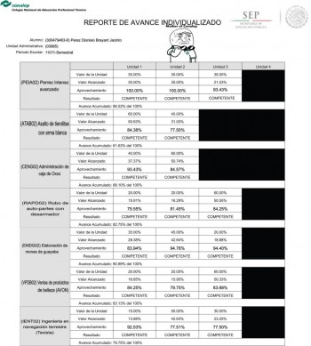 reporte materias conalep