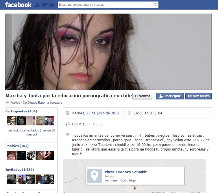 Facebook Chile Porno Marcha
