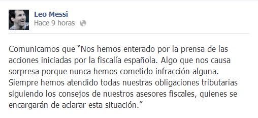 Messi Facebook demanda
