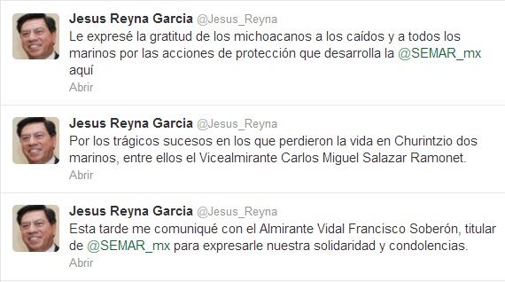Jesús Reyna Michoacán tuit