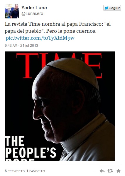 Papa Francisco Time cuernos