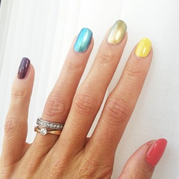 Emma Green rainbow nails