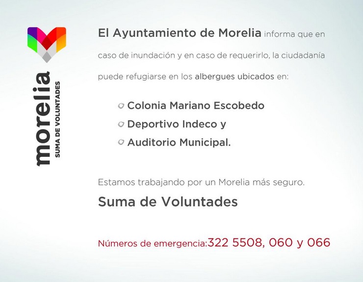 Información albergues Morelia Ayuntamiento