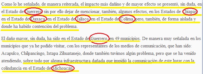 Peña Nieto olvida Michoacán Extracto original de la versión estenográfica del discurso presidencial