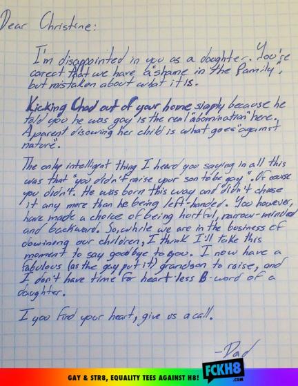 Un abuelo defiende a su nieto gay Carta del abuelo
