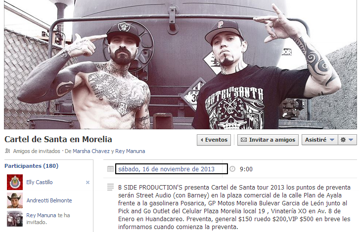 cartel de santa Morelñia fb