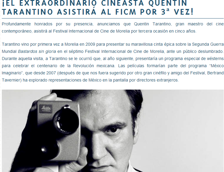 tarantino morelia ficm le da la bienvenida