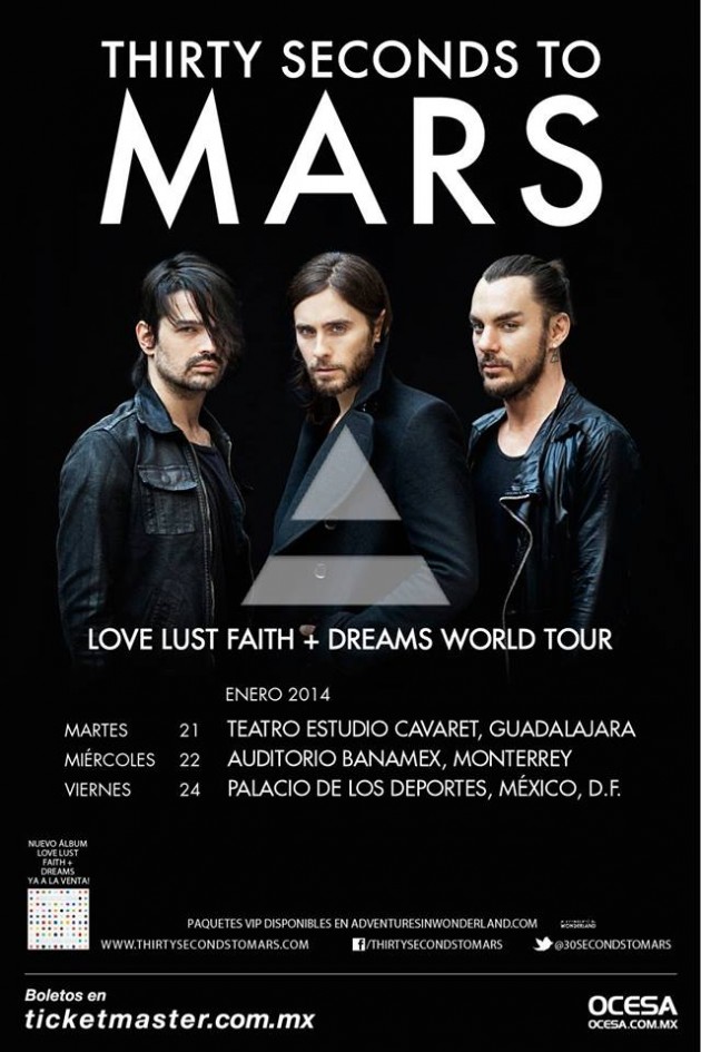 30 seconds to mars en mexico poster