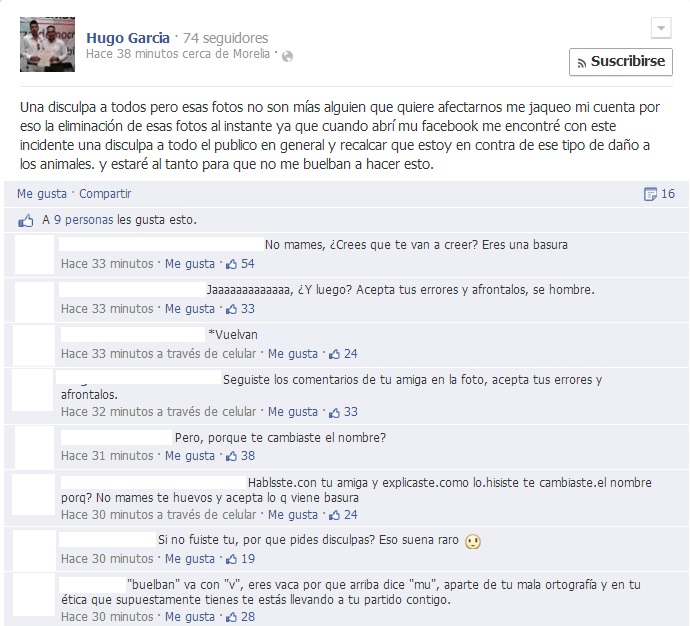 Facebook hackeo priísta maltrato animal