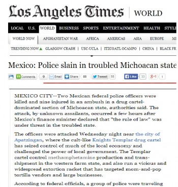 Nota Los Angeles Times Michoacán