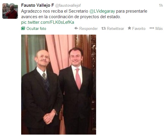 La foto con Videgaray que debió salir publicada también en el Facebook del gobernador Vallejo