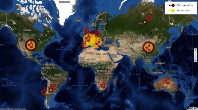 Mapa de la producción mundial de vino