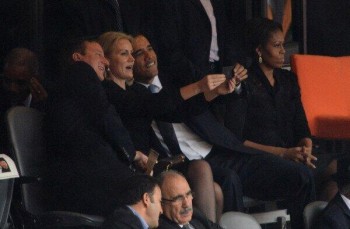 primeros ministros de Inglaterra, Dinamarca con Obama selfie