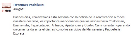 Michoacán corridas restablecidas parikhuni 20 ene