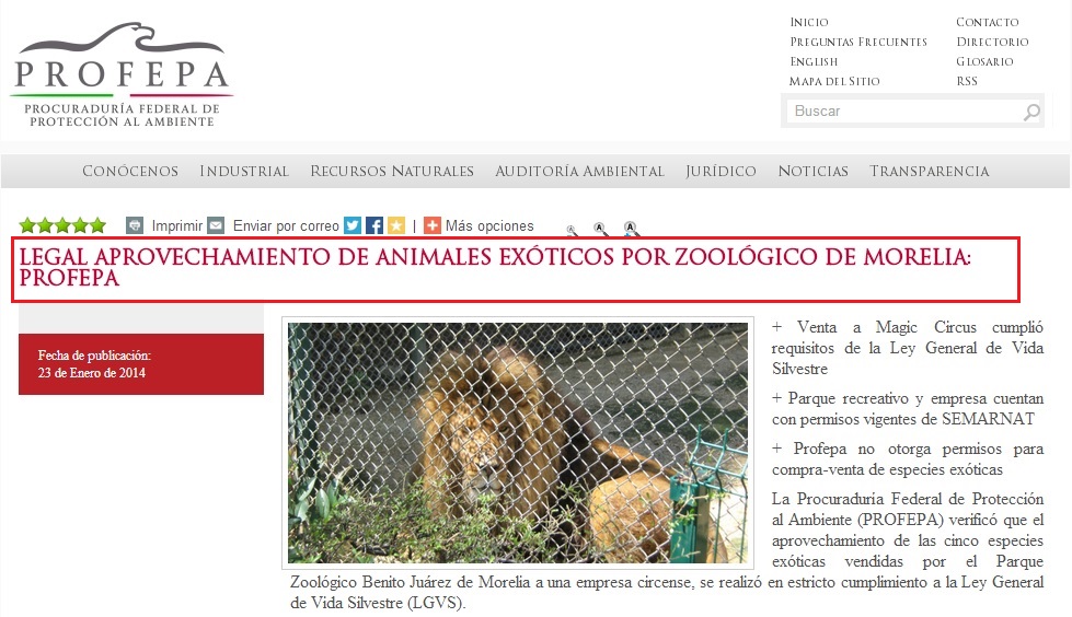 Zoo Morelia PROFEPA valida venta animales