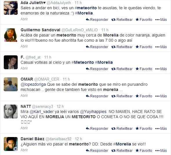 meteorito reacciones morelia