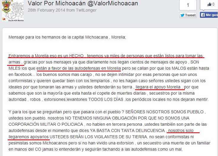 Autodefensas en Morelia Valor x Michoacán