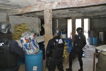 Desmantelan PGJE y SSP laboratorio de metanfetaminas en Charo Michoacán