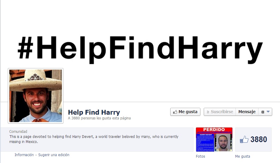 Facebook help Harry trotamundos desaparecido en Michoacán