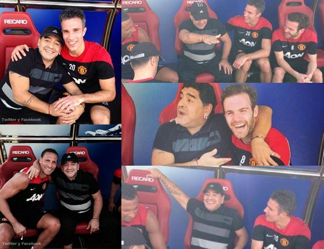 Maradona visita al ManU en Dubai-Chicharito