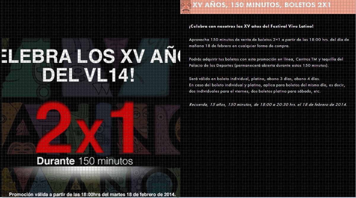 Vive Latino 2014 festeja sus XV años con 150 minutos Boletos 2x1