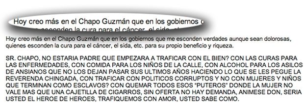 kate del castillo extracto carta chapo guzman