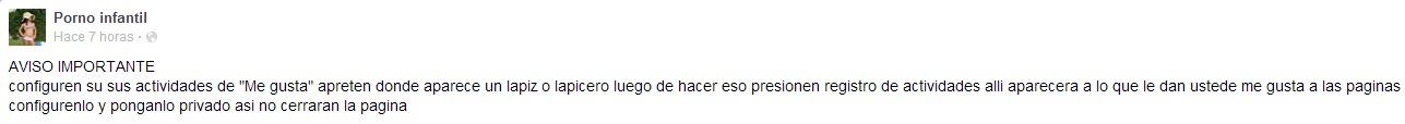 porno infantil facebook recomendación para no cerrar la página