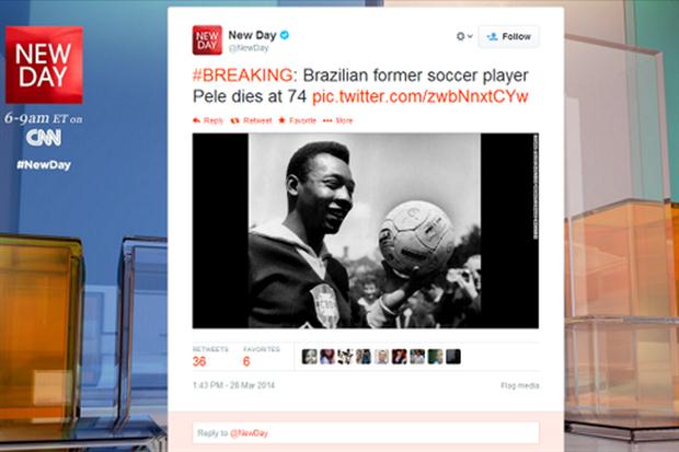 anuncian muerte falsa de Pelé en Twitter