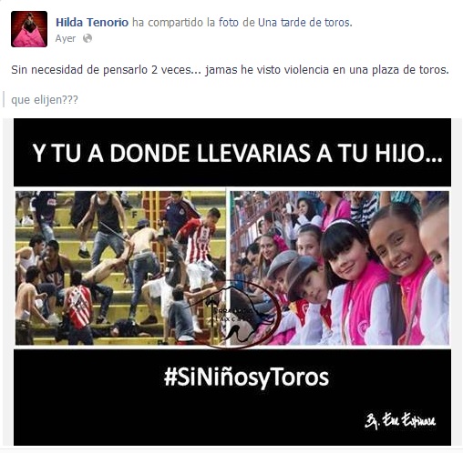 hilda tenorio toros vs fútbol