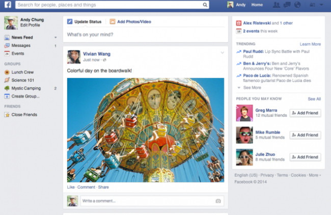 Así luce el "nuevo" Facebook