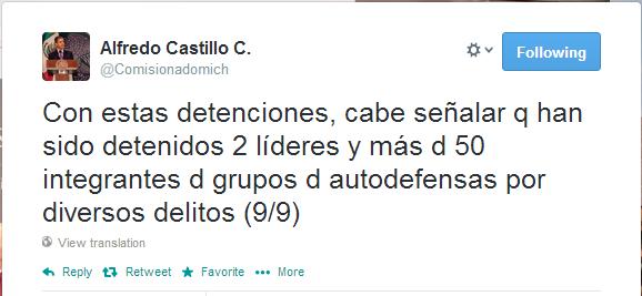 presume federación alfredo castillo detención de líderes de autodefensa