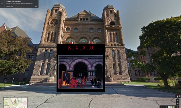 Google Street View portada de Moving Pictures de Rush