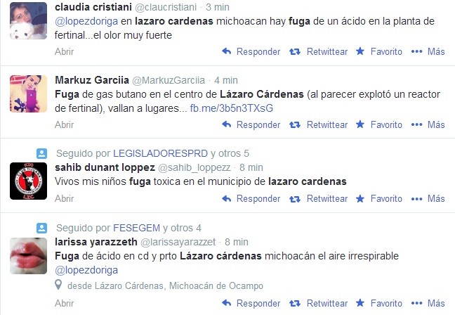 tuits fuga de amoníaco en Lázaro Cárdenas