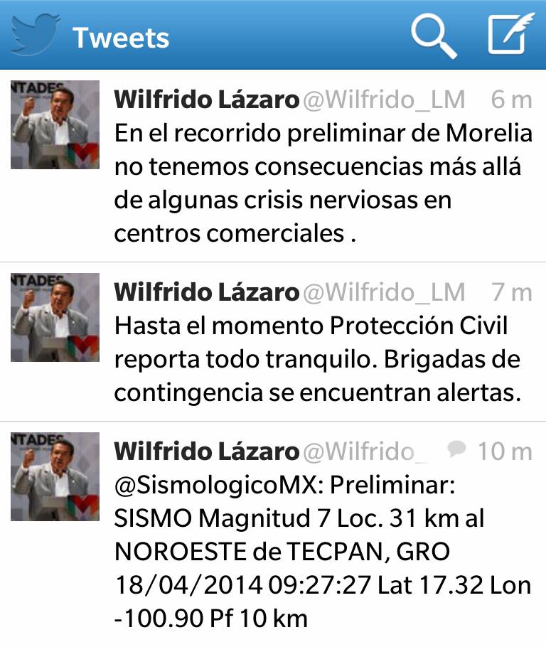 wilfrido lázaro informa sismo