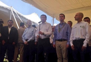 Osorio Chong, Alfredo Castillo y Fausto Vallejo en rueda de prensa