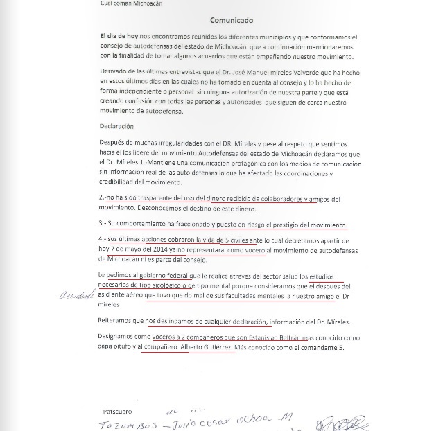 mireles comunicado expulsión 1